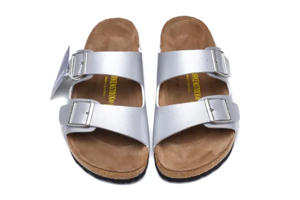 Birkenstock Arizona Silver Metallic Sandals - 1
