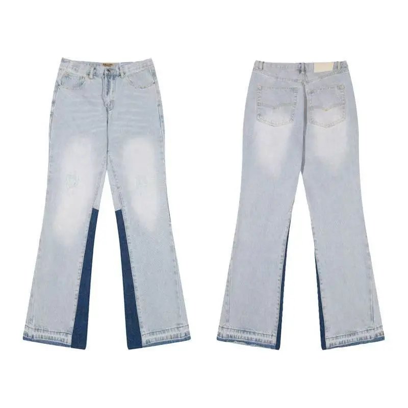 Unbranded Jeans Wide-leg distressed patchwork — 607 blue