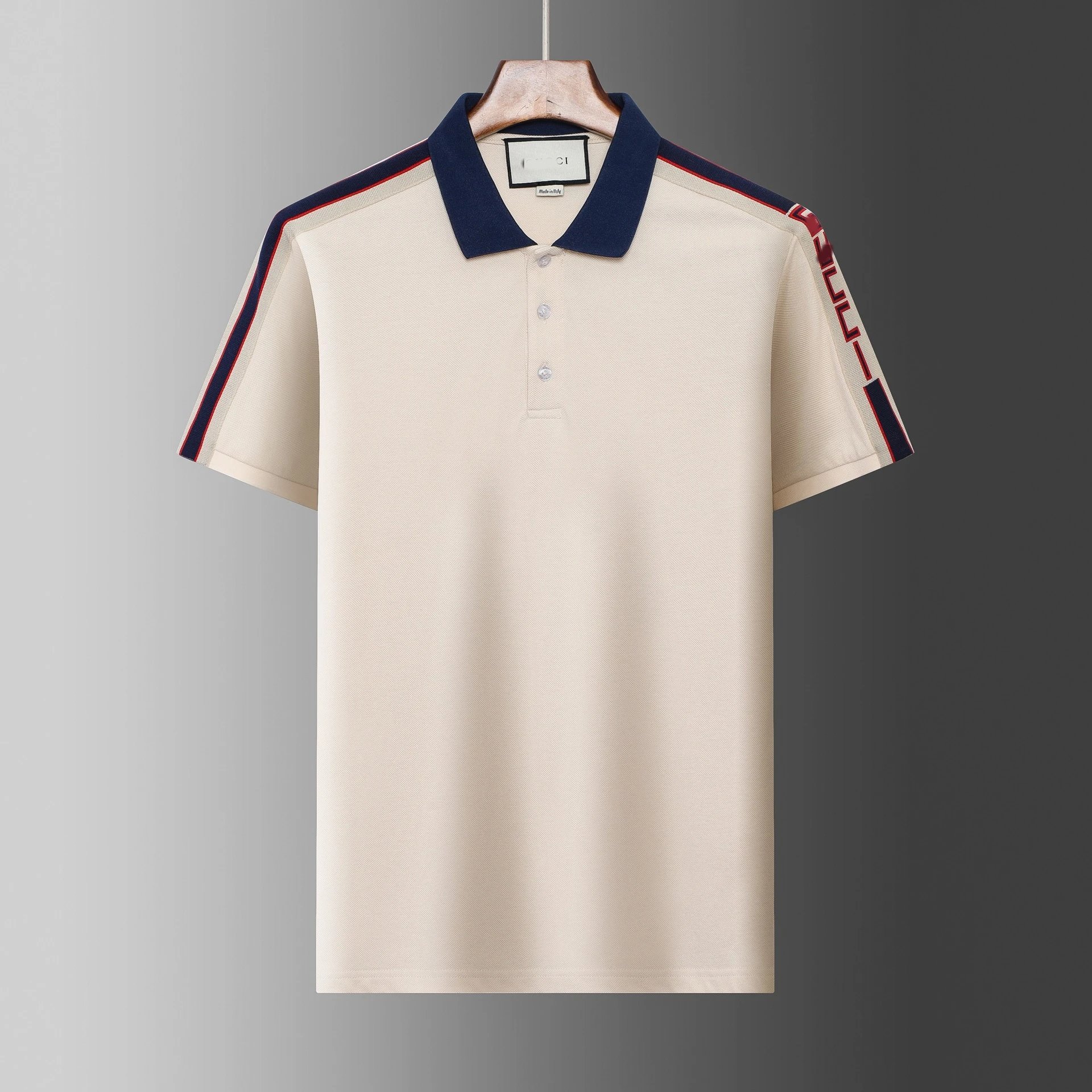 Gucci T-Shirts Short-Sleeve Polo Shirt with Contrast Striped Collar — 33