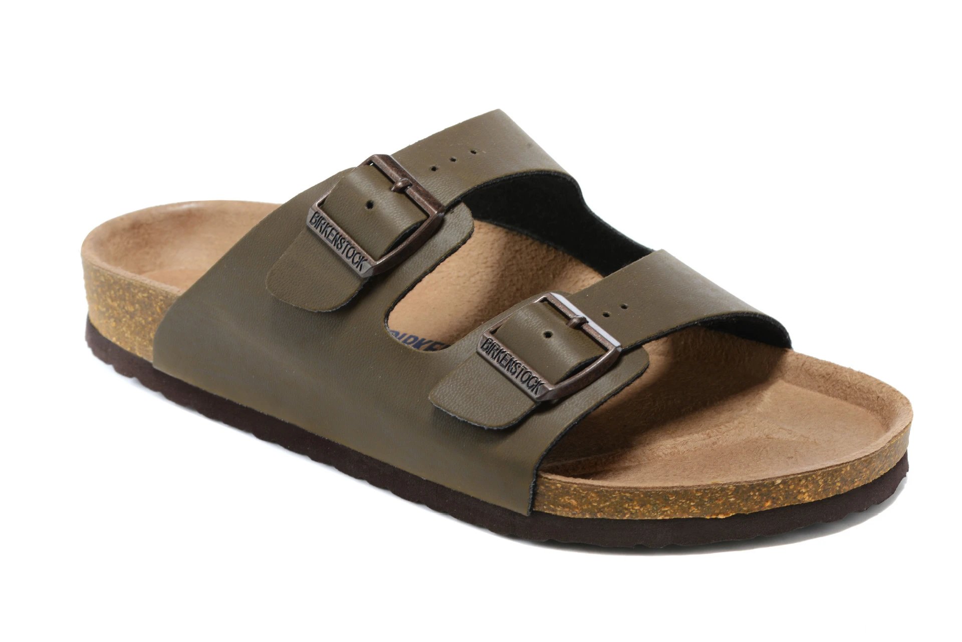Birkenstock Sandals Arizona two-strap buckle — Two-button olive green