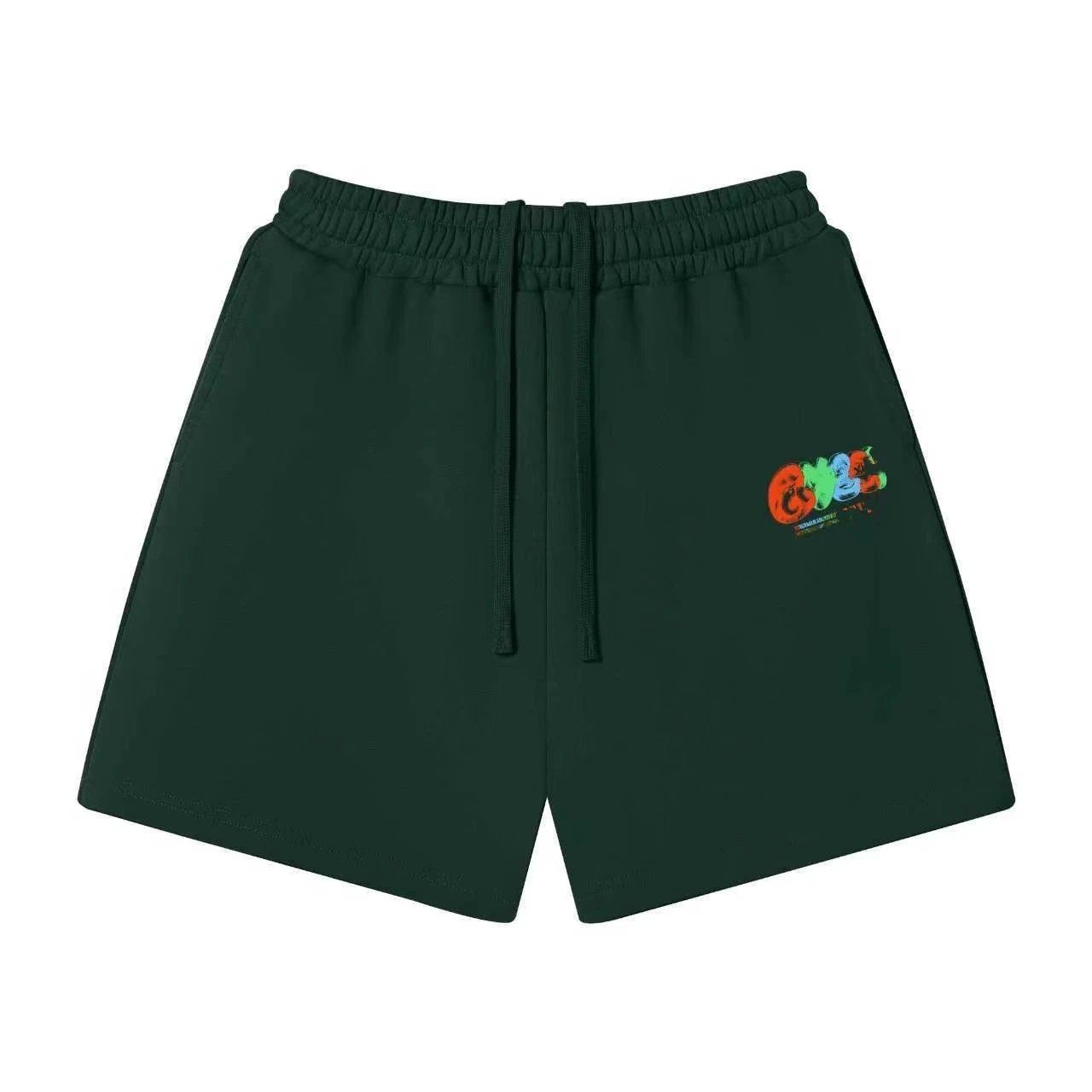 Unbranded Shorts Elastic-Waist Drawstring Graphic — 55 Dark green