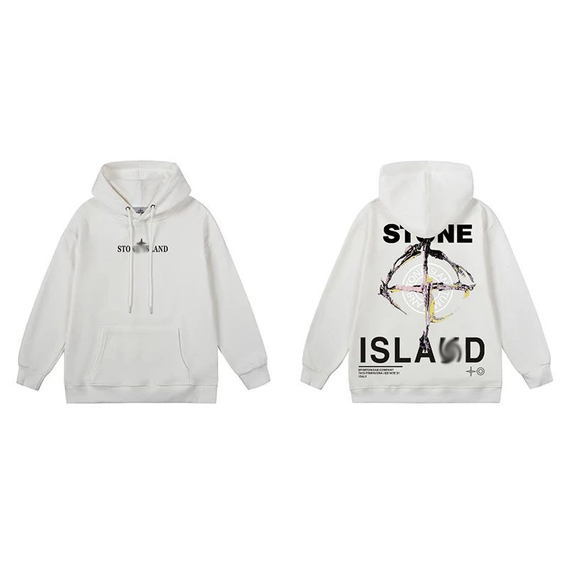 Stone Island Hoodies & Sweatshirts Compass Logo Pullover Hoodie — 672 white