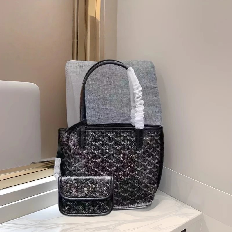 Goyard Backpacks Chevron-pattern flap backpack with top handle — handbag black 20*20*12 CM