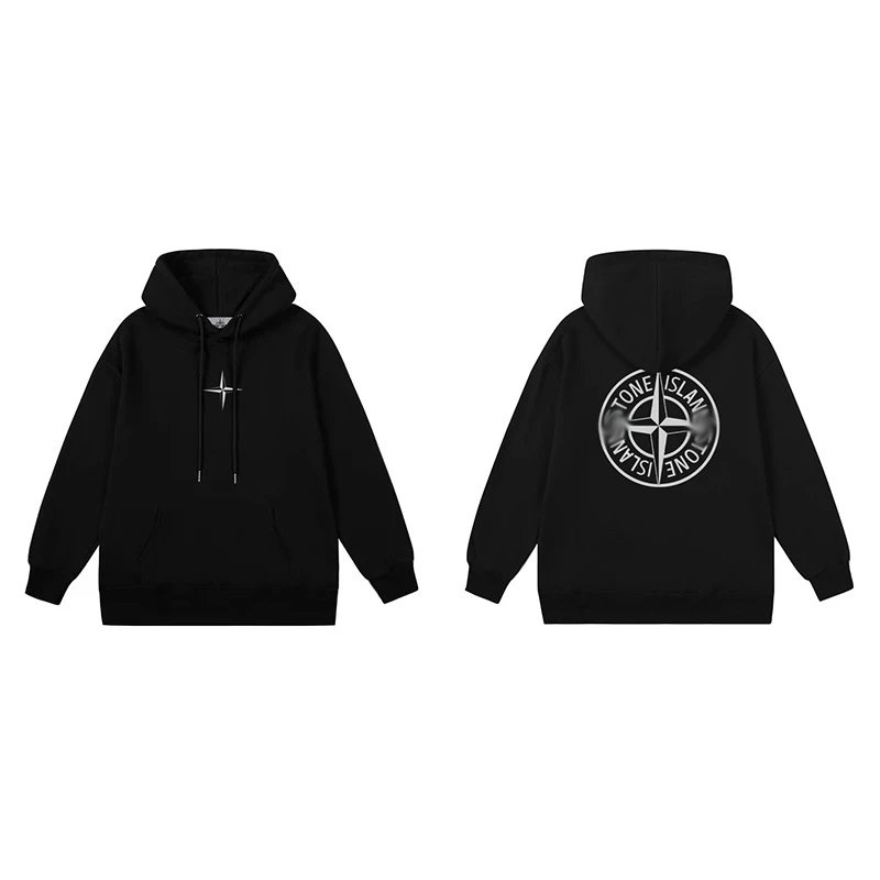 Stone Island Hoodies & Sweatshirts Compass Logo Pullover Hoodie — 673 black