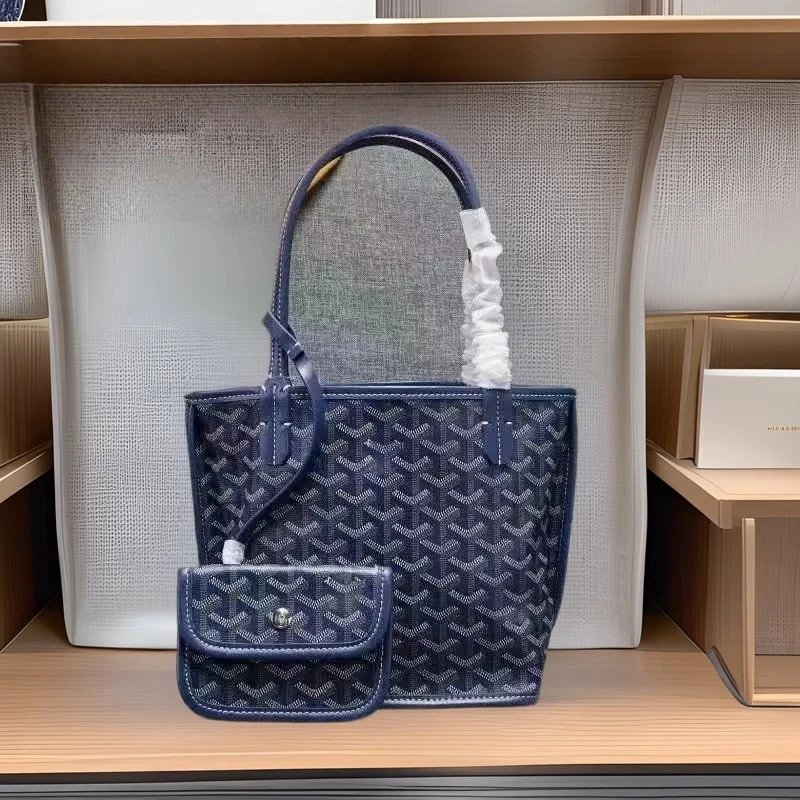 Goyard Backpacks Chevron-pattern flap backpack with top handle — handbag dark blue 20*20*12 CM