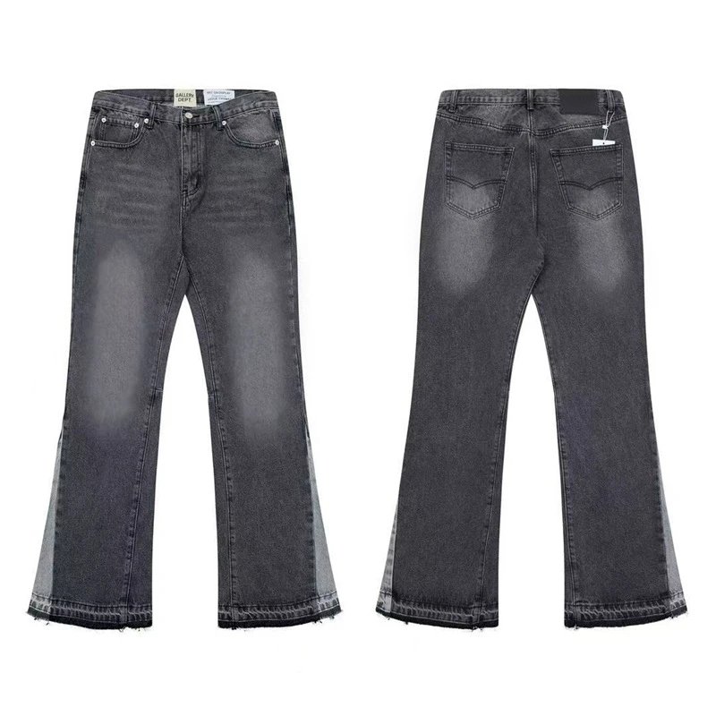 Unbranded Jeans Wide-leg distressed patchwork — 636 black