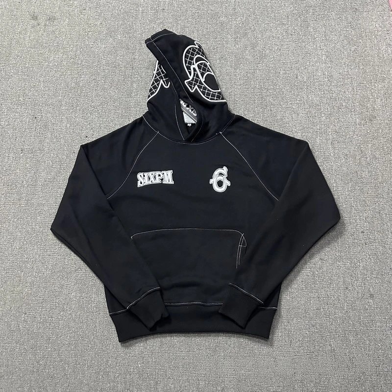 6PM Tracksuits Records Logo Hooded Tracksuit — 2002 Black hoodie