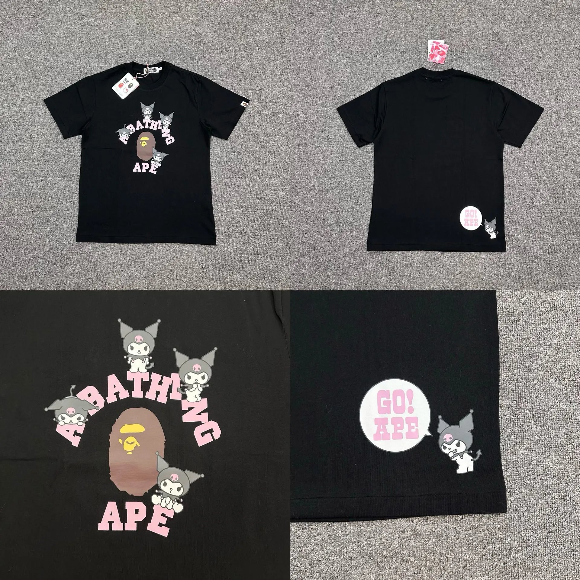 A Bathing Ape T-Shirts Baby Milo Sanrio Character Graphic — Full-Circle Kuromi Black