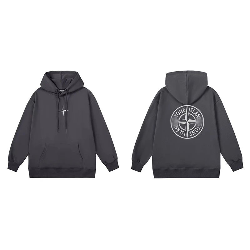 Stone Island Hoodies & Sweatshirts Compass Logo Pullover Hoodie — 673 Dark gray