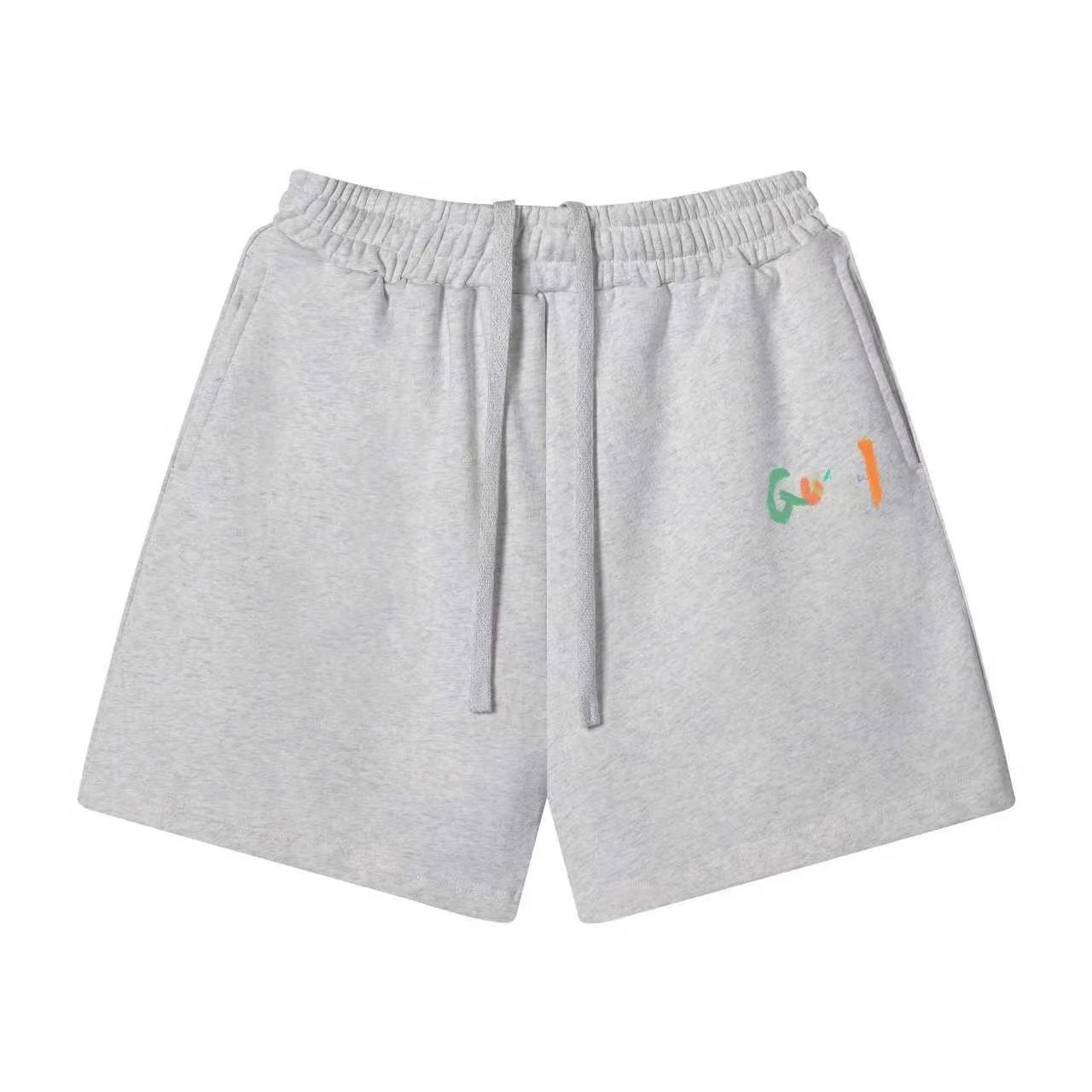 Unbranded Shorts Elastic-Waist Drawstring Graphic — 54 White and gray