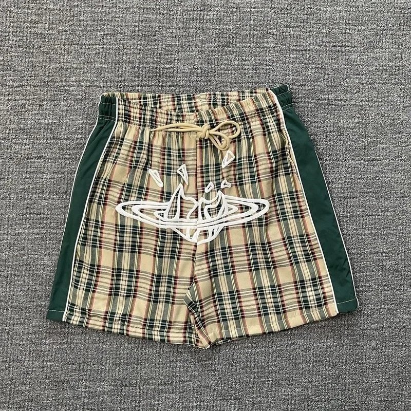 Broken Planet Shorts Graphic and plaid — 8297 Apricot color