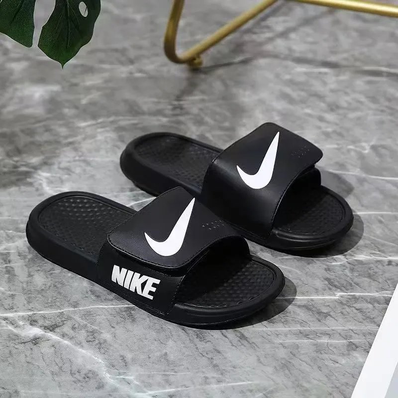 Nike Slippers Adjustable hook-and-loop slide — NK large grain velcro black