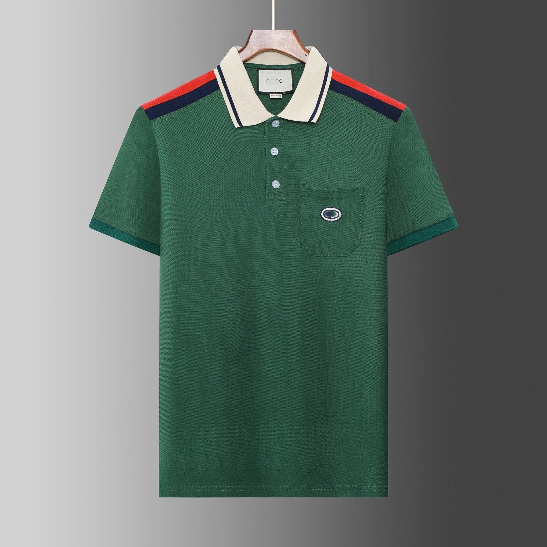Gucci T-Shirts Short-Sleeve Polo Shirt with Contrast Striped Collar — 31