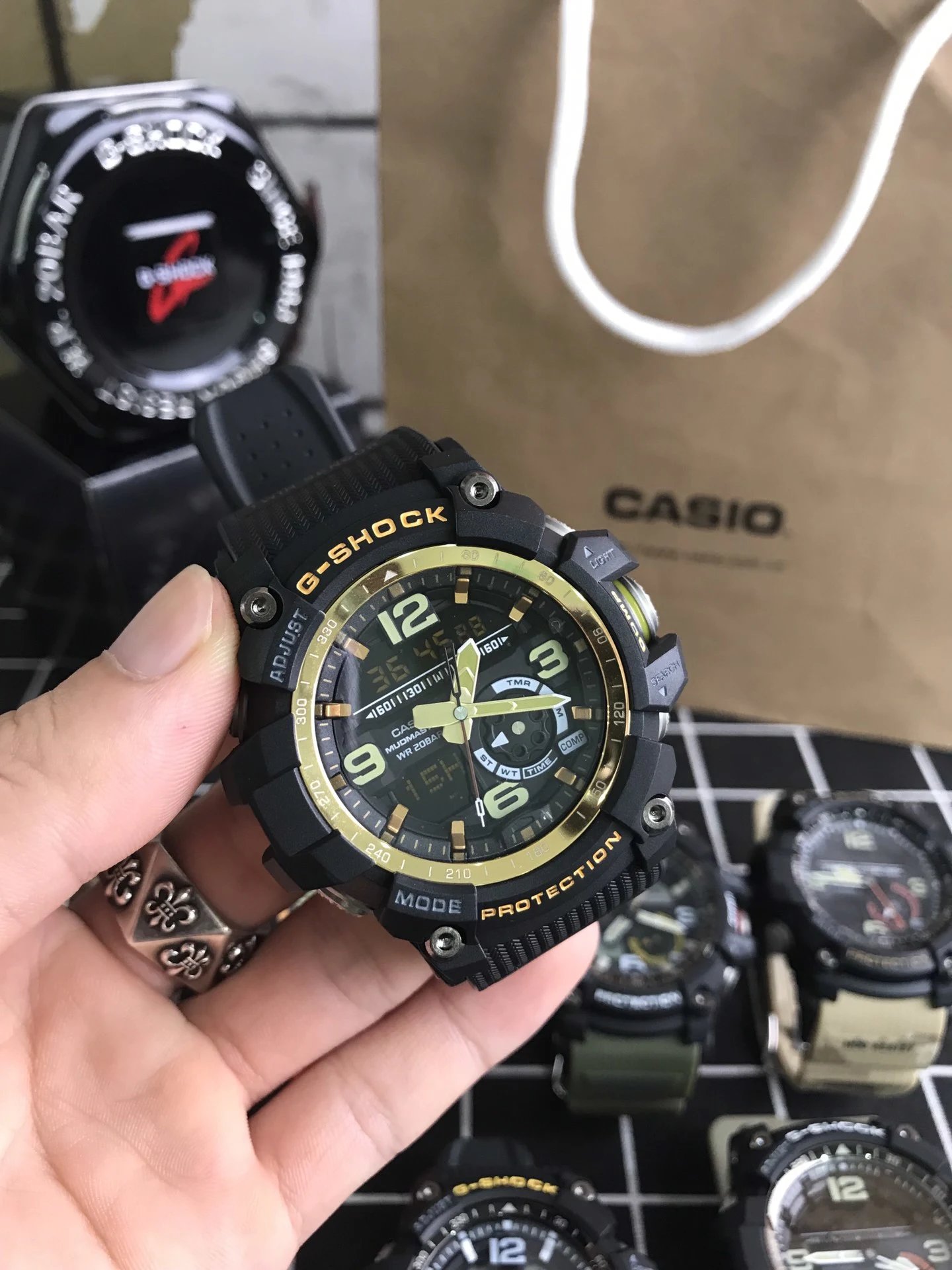 Casio Watches G-Shock octagonal ana-digi metal bracelet watch — Little Clay King 1