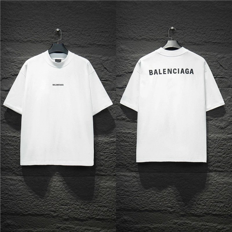 Balenciaga T-Shirts Logo Graphic Oversized Short-Sleeve T-Shirt — 5033 white