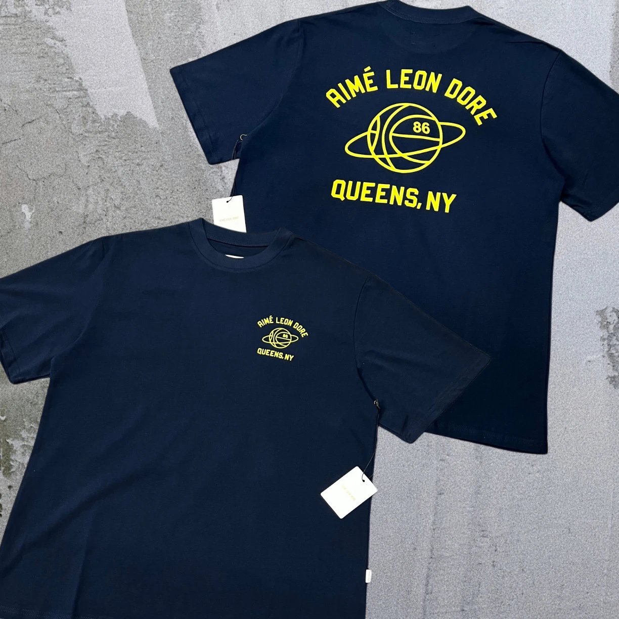 Aimé Leon Dore T-Shirts Short-sleeve logo graphic T-shirt — Royal blue No. 86 ball A05
