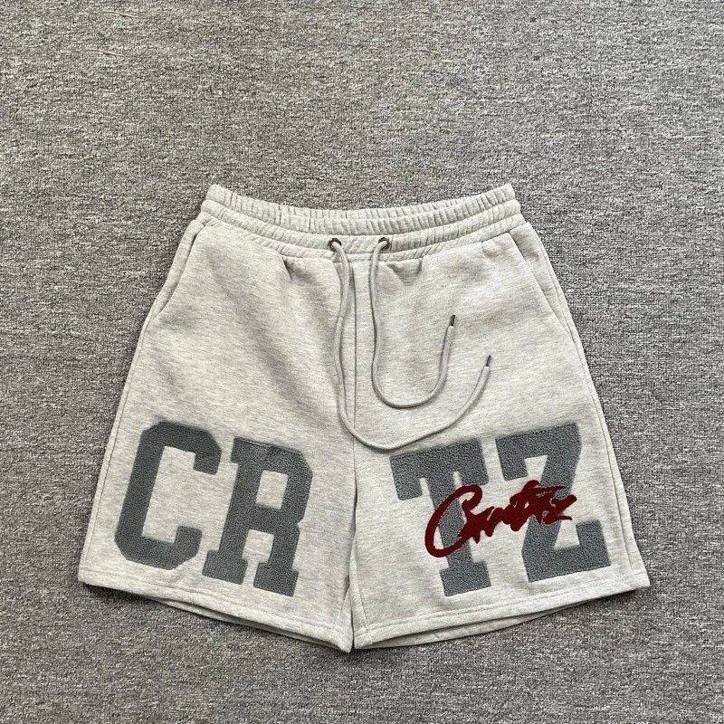 Corteiz Shorts CRTZ logo graphic drawstring — 01 gray