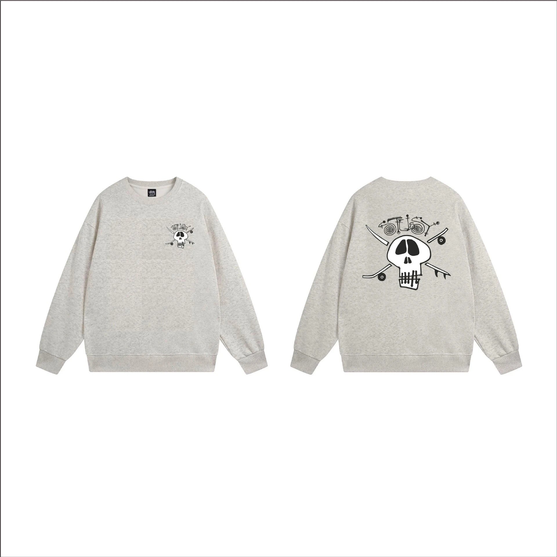 Stüssy Hoodies & Sweatshirts Crewneck Graphic Sweatshirt — 105 Heather Gray