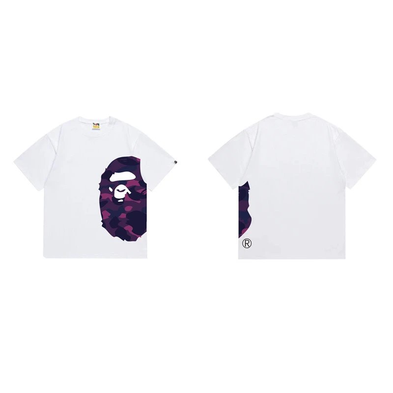 BAPE T-Shirts Side Ape Head Camouflage Print — 1325 white