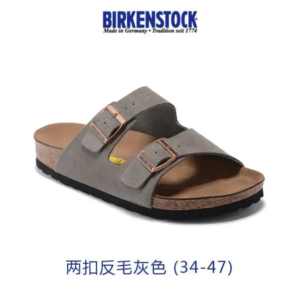 Birkenstock Arizona Two-Strap Suede Gray Sandals - 1