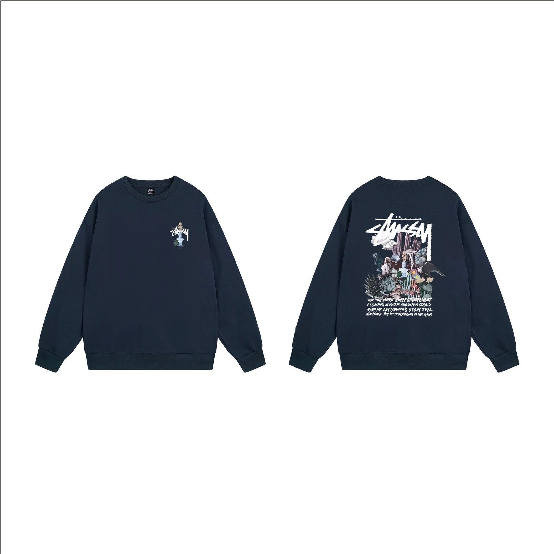 Stüssy Hoodies & Sweatshirts Crewneck Graphic Sweatshirt — 104 Navy Blue