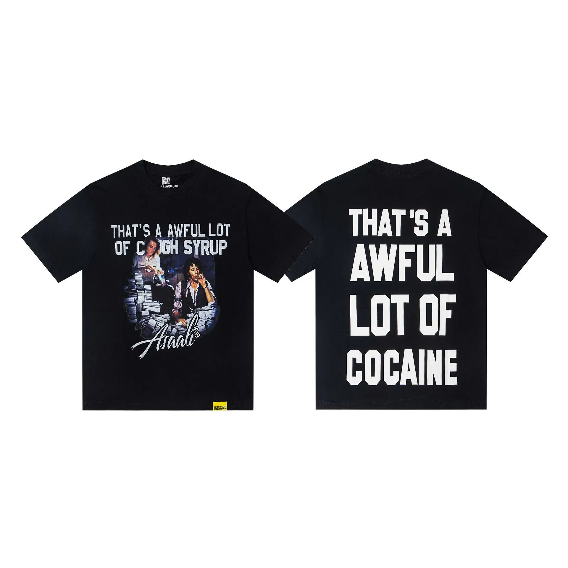 Desto Dubb T-Shirts That's a Awful Lot of Cough Syrup Graphic Print — A 206 Black