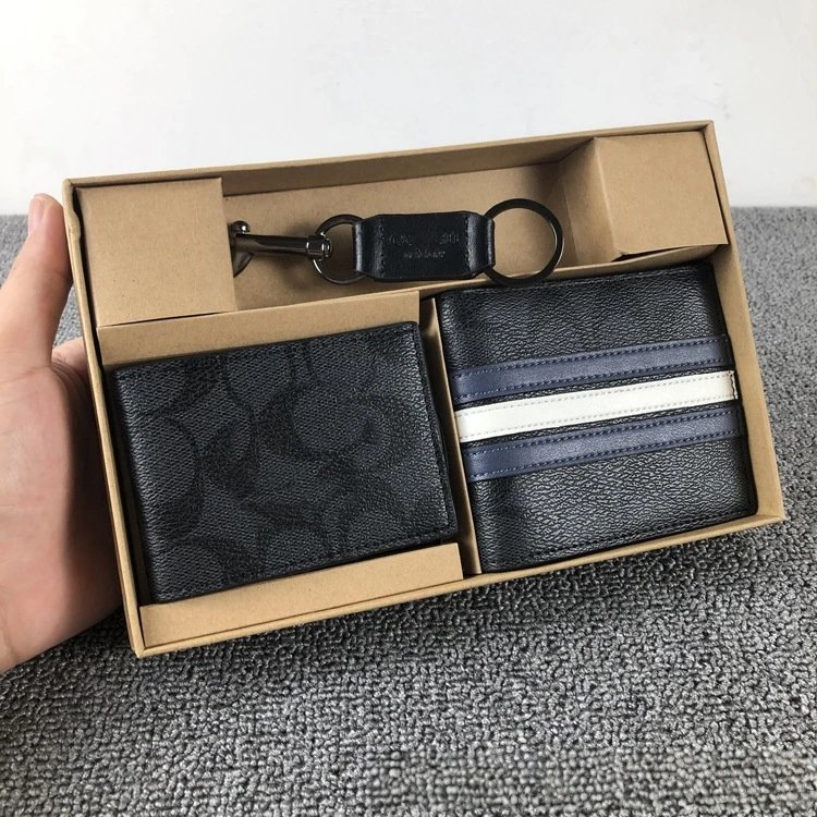 Coach Wallets & Card Holders Signature C Three-Piece Wallet, Holder and Keychain Set — printed with blue