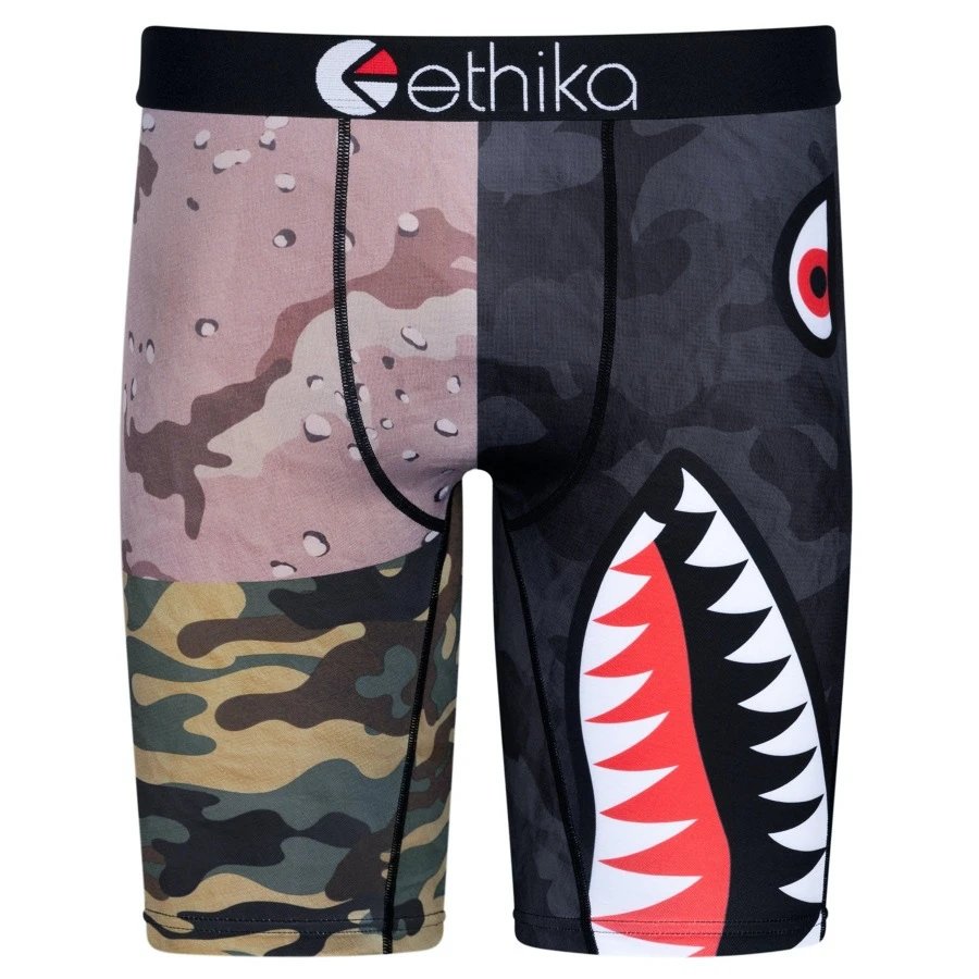 Ethika Underwear Printed Boxer Briefs — Camouflage Shark