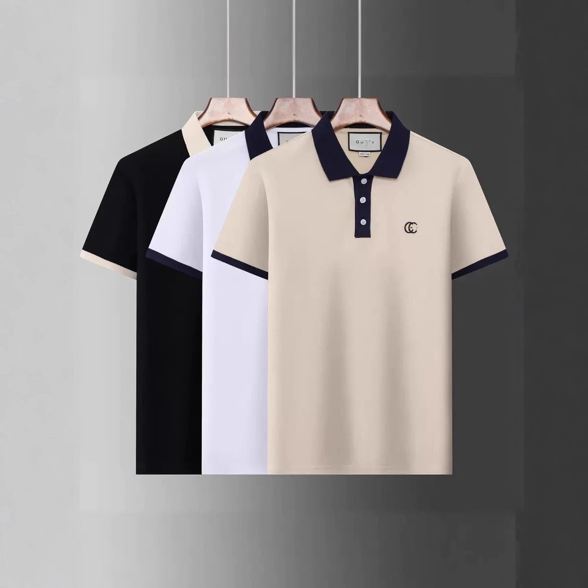 Gucci T-Shirts Short-Sleeve Polo Shirt with Contrast Striped Collar image 3