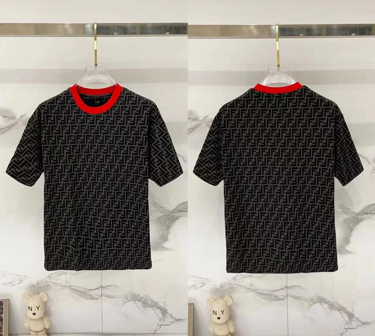 Fendi T-Shirts Loose-fit crew-neck short-sleeve T-shirt — F 008 Printed black