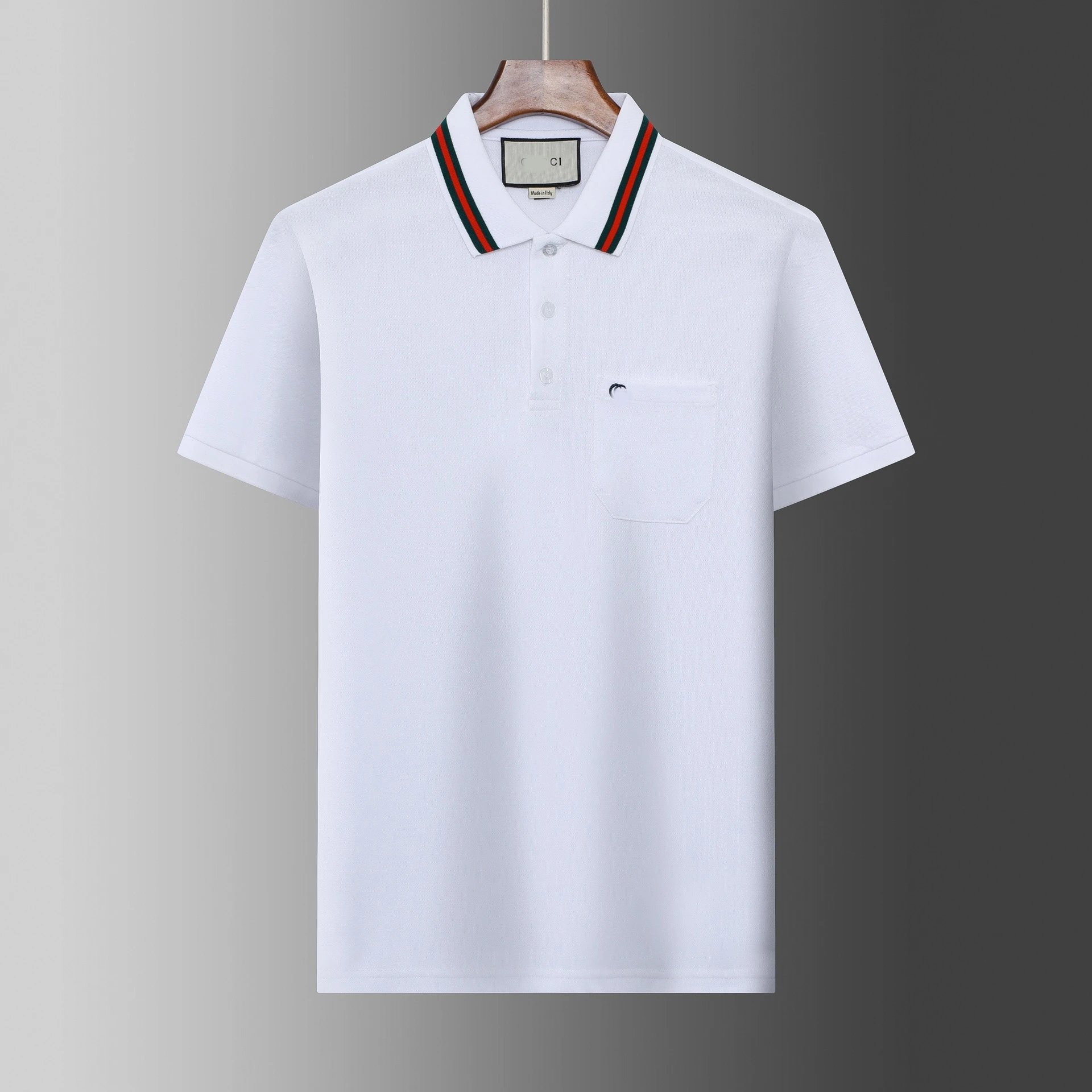 Gucci T-Shirts Short-Sleeve Polo Shirt with Contrast Striped Collar — 29