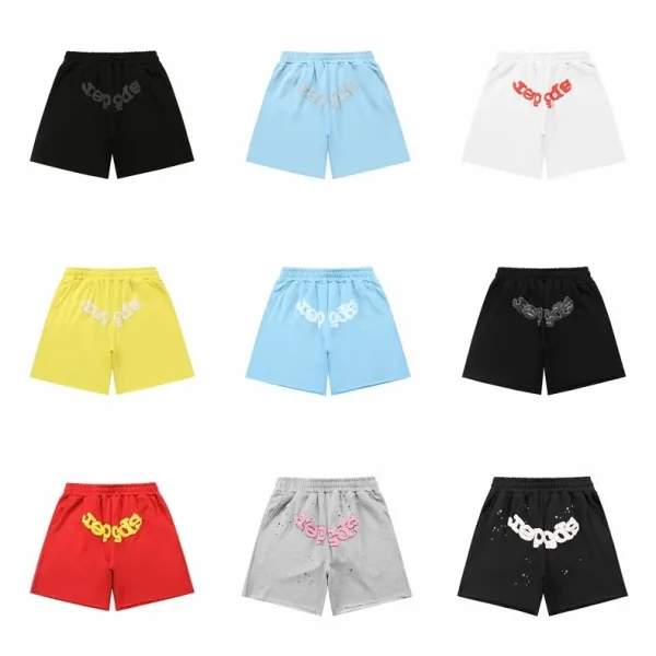 Design Layered Spiderweb Print Red Shorts - 4