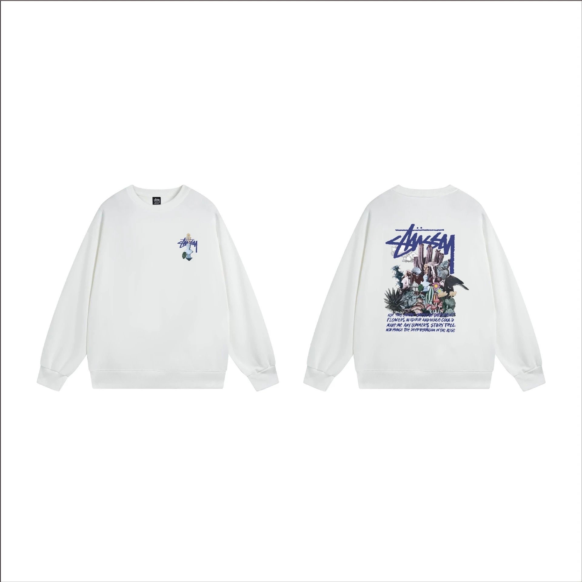 Stüssy Hoodies & Sweatshirts Crewneck Graphic Sweatshirt — 104 white
