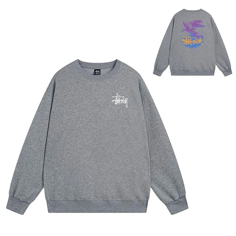 Stüssy Hoodies & Sweatshirts Crewneck Graphic Sweatshirt — 102 dark gray