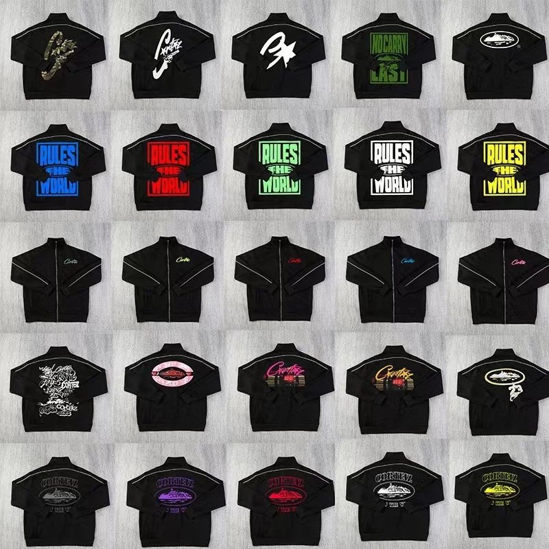 Black Zip-Up Track Jacket with Various Back Print Designs