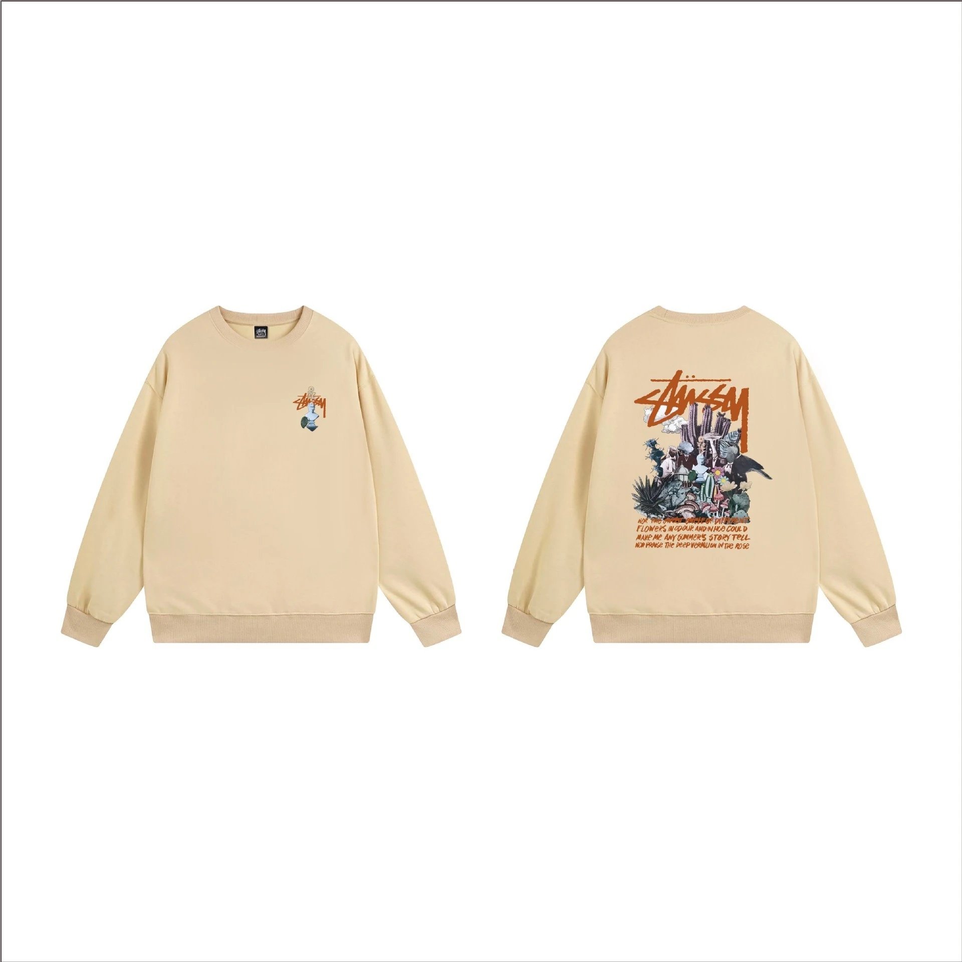 Stüssy Hoodies & Sweatshirts Crewneck Graphic Sweatshirt — 104 Apricot Color