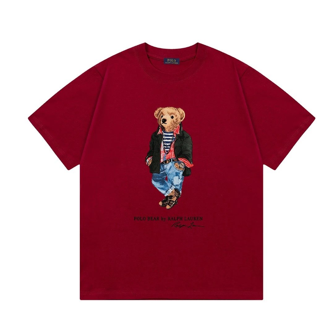 Polo Ralph Lauren T-Shirts Bear Graphic Crewneck Short-Sleeve T-Shirt — Red L 2001