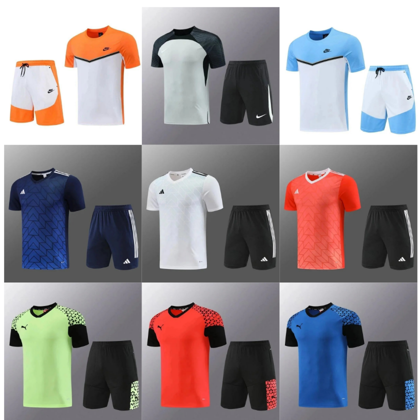 Adidas Blue Patterned Soccer Jersey and Shorts Set