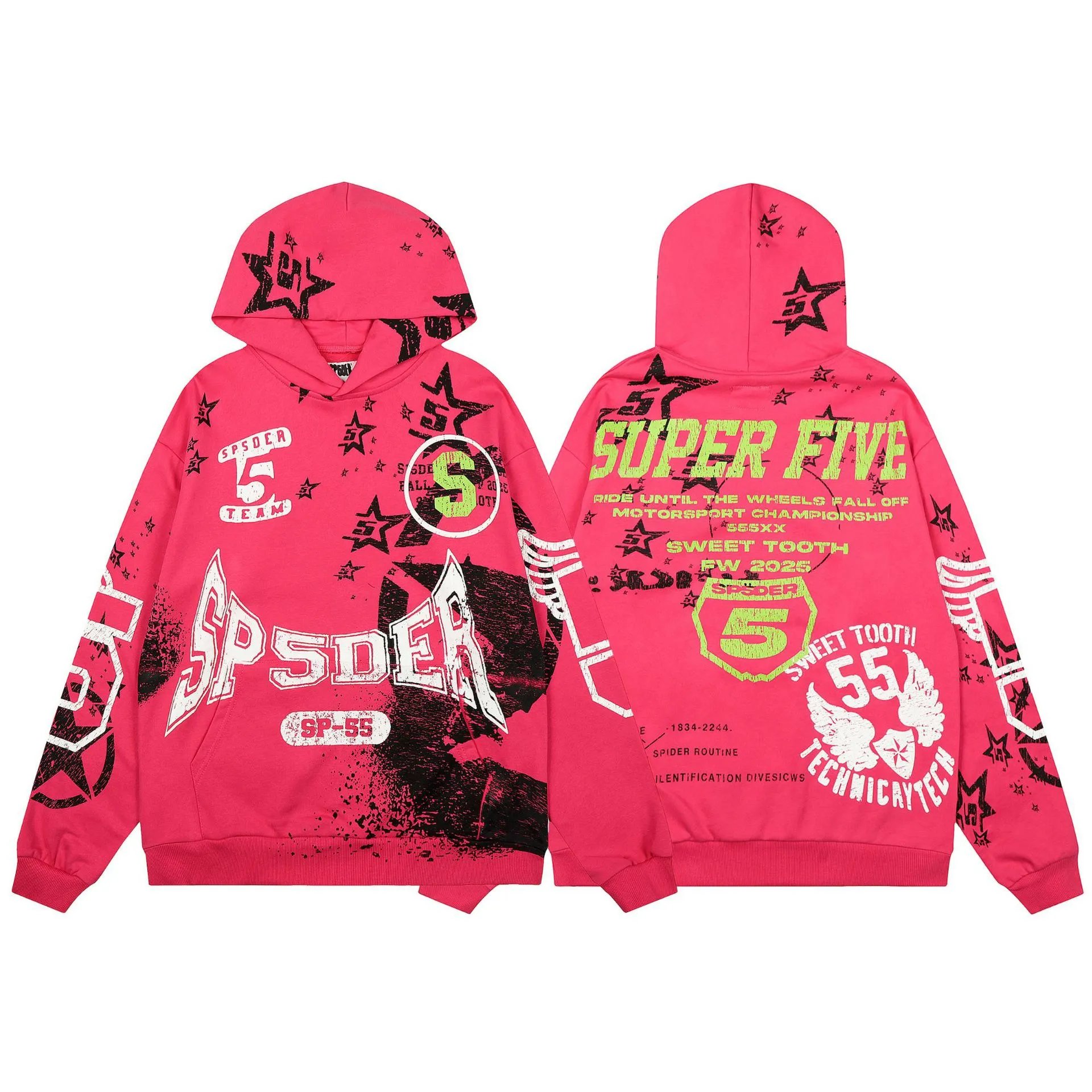 Sp5der Graphic Print Hoodie — 7771