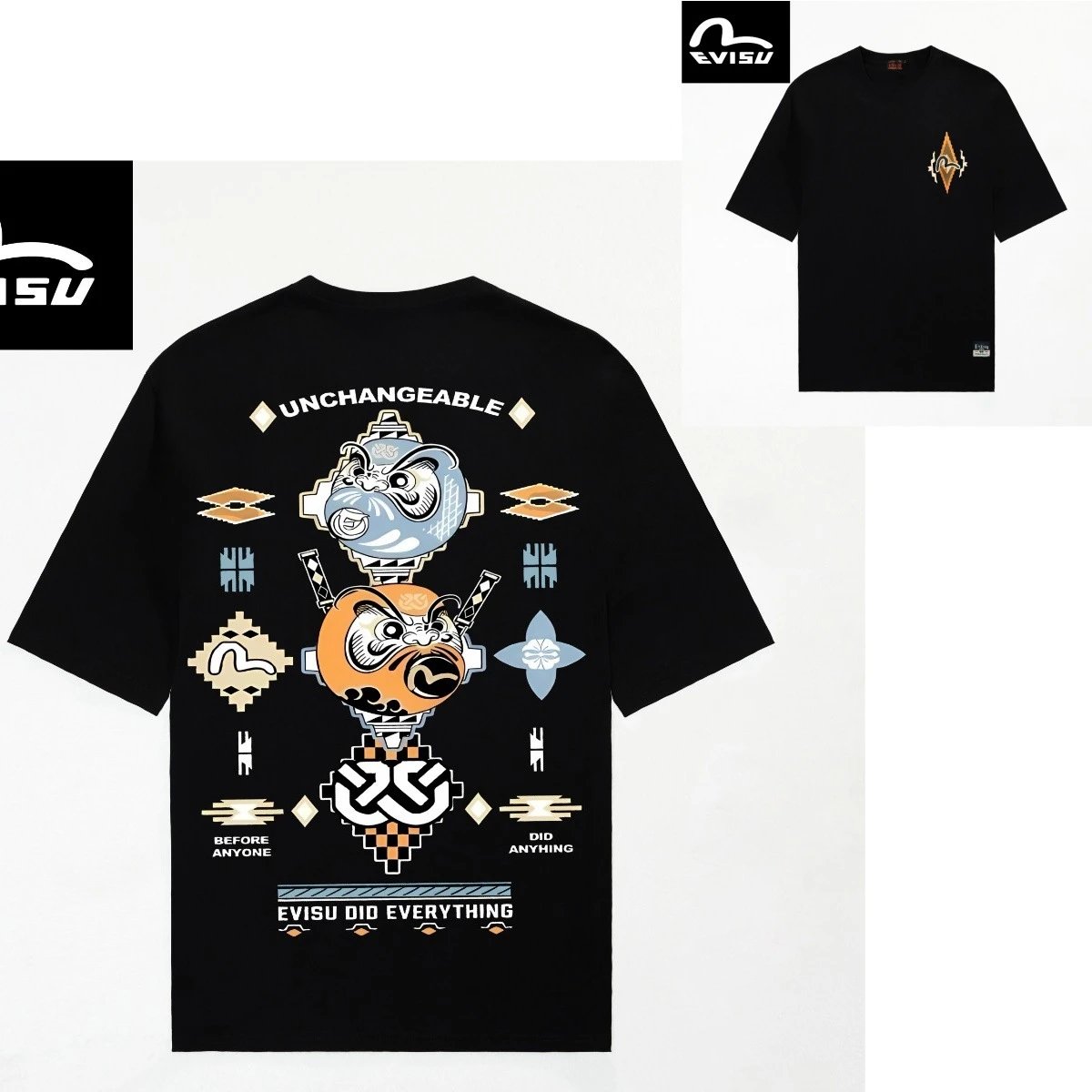 Evisu T-Shirts Short-Sleeve Graphic T-Shirt — 2082 Black