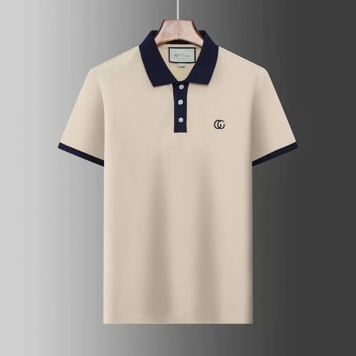 Gucci T-Shirts Short-Sleeve Polo Shirt with Contrast Striped Collar — 22