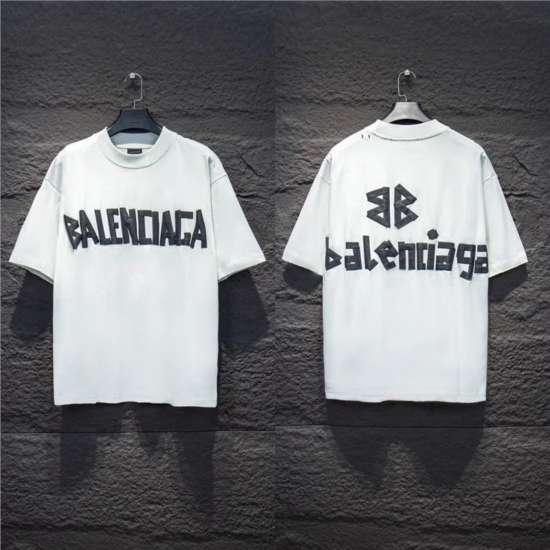 Balenciaga T-Shirts Logo Graphic Oversized Short-Sleeve T-Shirt — 5185 white