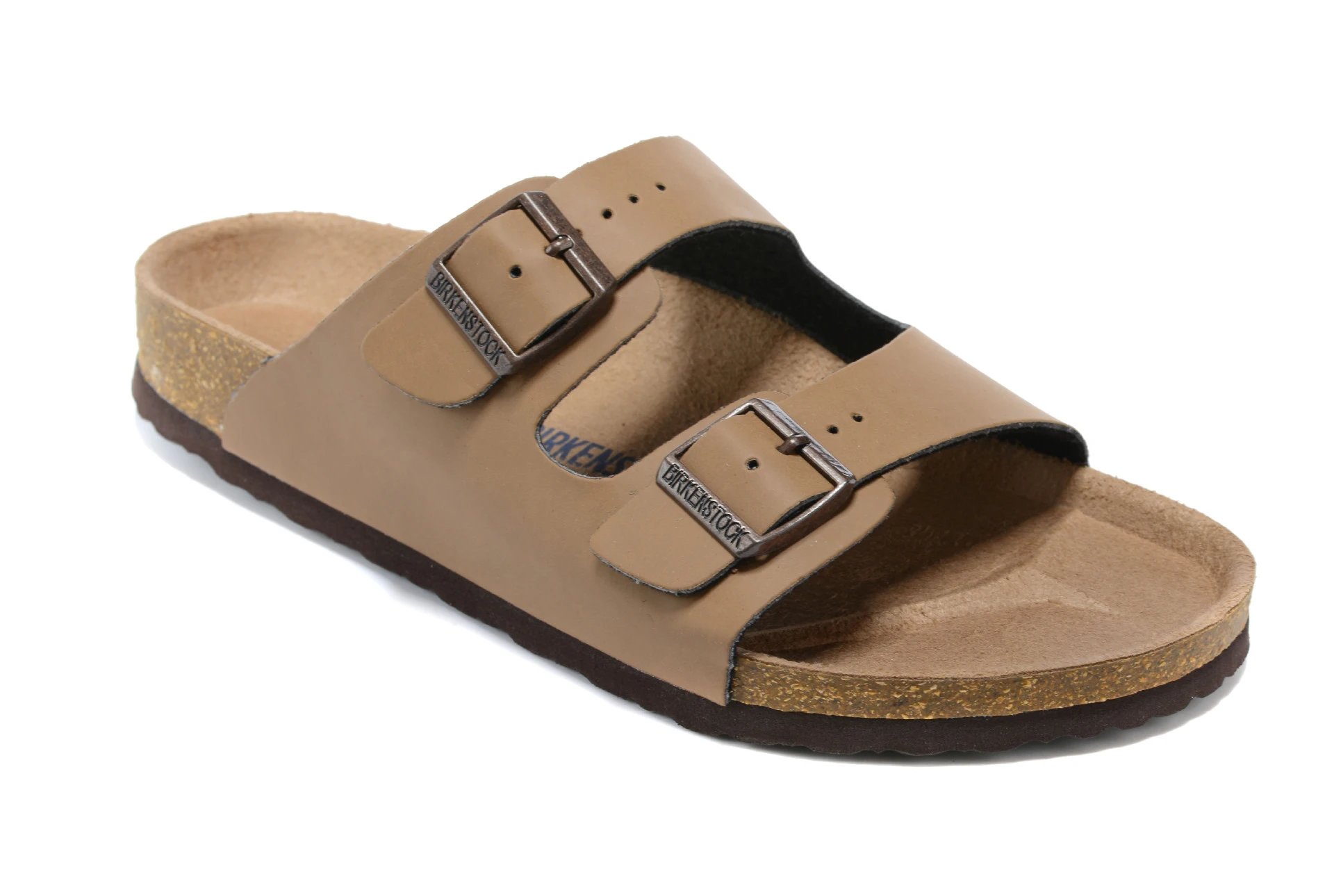 Birkenstock Sandals Arizona two-strap buckle — Two-button camel color