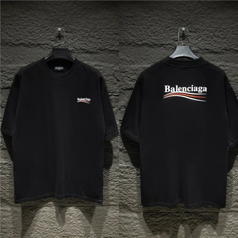 Balenciaga T-Shirts Logo Graphic Oversized Short-Sleeve T-Shirt — 5032 black