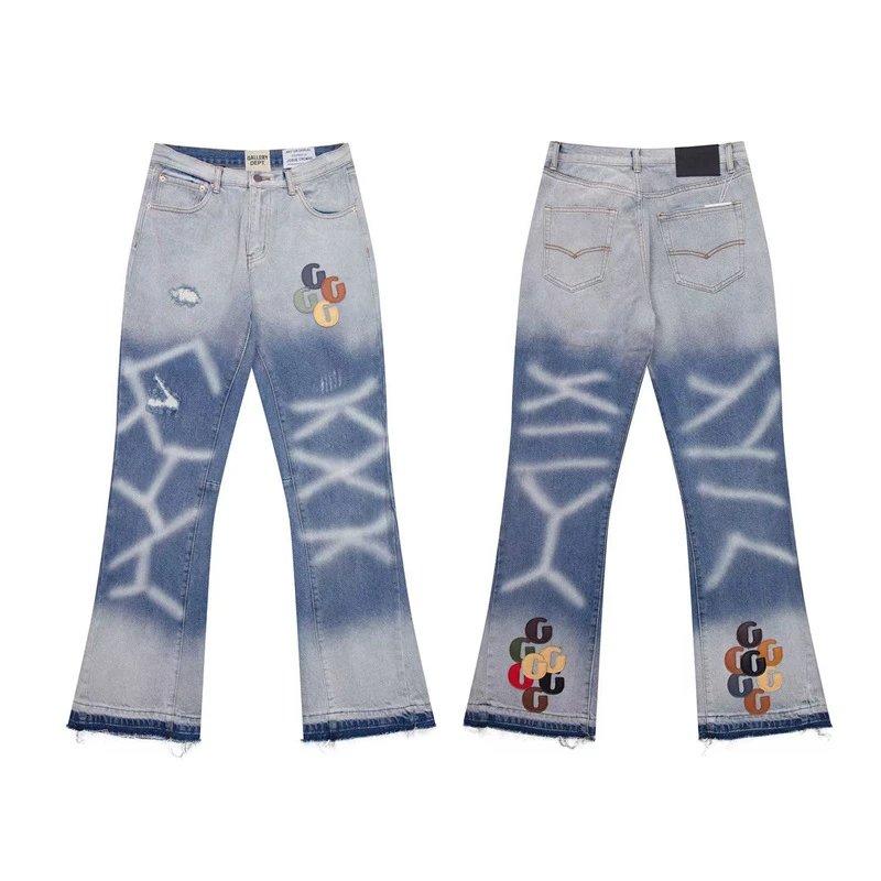 Unbranded Jeans Wide-leg distressed patchwork — 640 blue