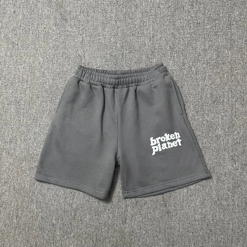 Broken Planet Shorts Graphic and plaid — s001 gray