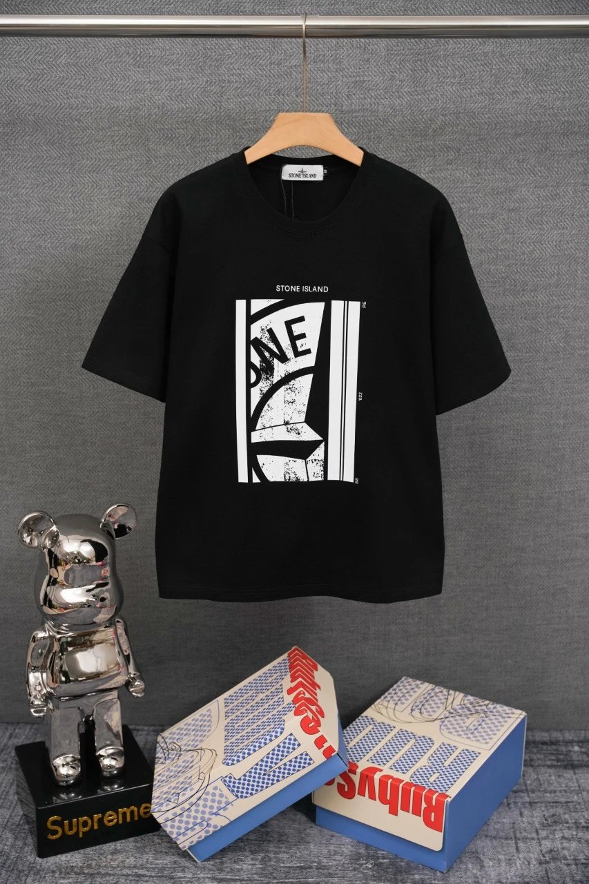 Stone Island T-Shirts Compass Graphic Short-Sleeve T-Shirt — SD 06 Black