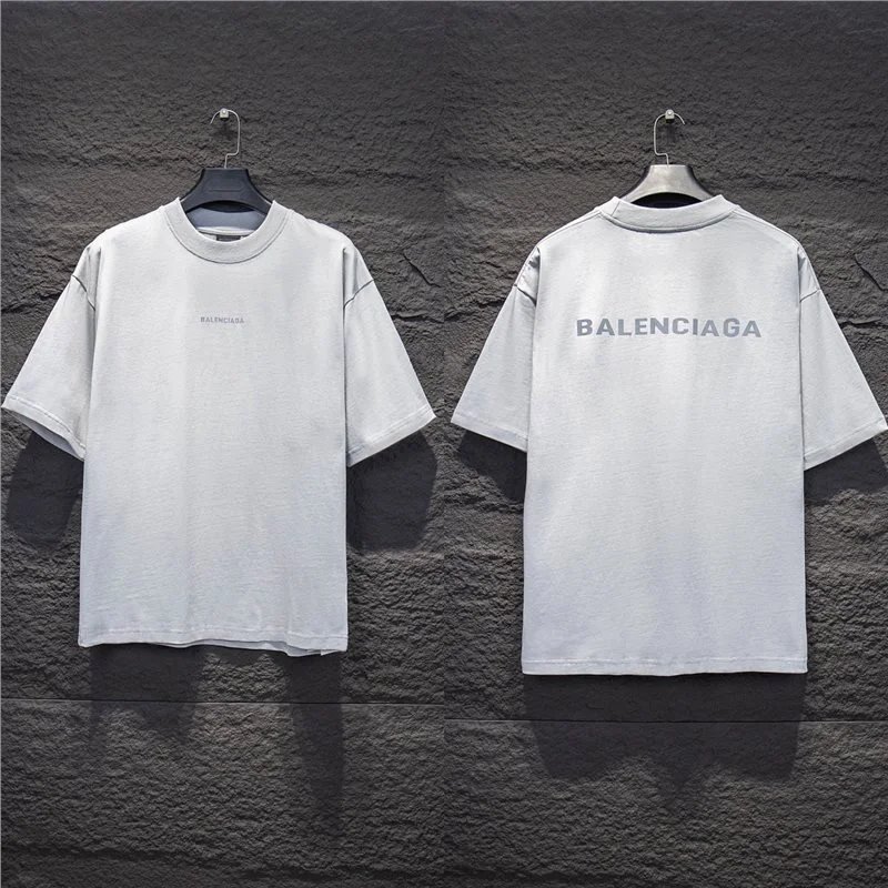 Balenciaga T-Shirts Logo Graphic Oversized Short-Sleeve T-Shirt — 5186 Floral gray