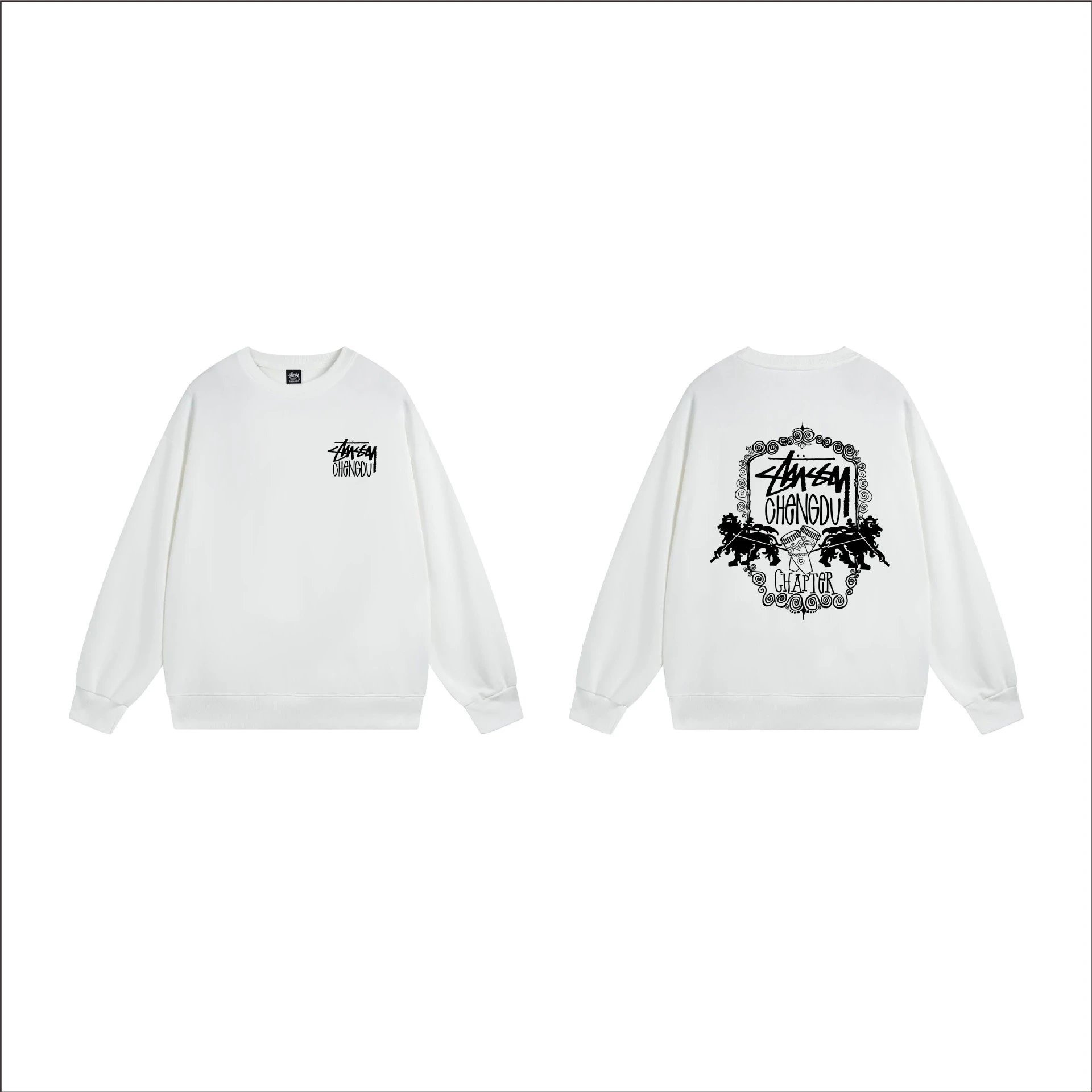 Stüssy Hoodies & Sweatshirts Crewneck Sweatshirt with Chengdu Chapter Graphic — 101 white