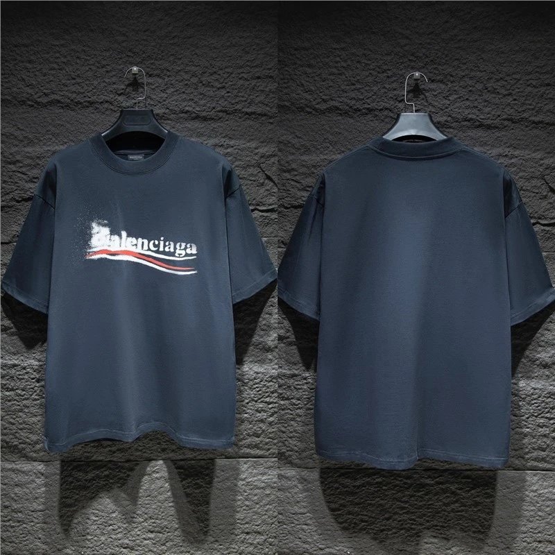 Balenciaga T-Shirts Logo Graphic Oversized Short-Sleeve T-Shirt — 5064 black